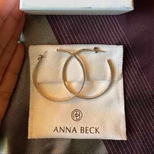 Anna Beck - silver - 1 & 1/2 inch hoops earrings